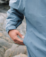 Lead_men2  walking in the Vivida All Weather Sherpa Changing Robe blue