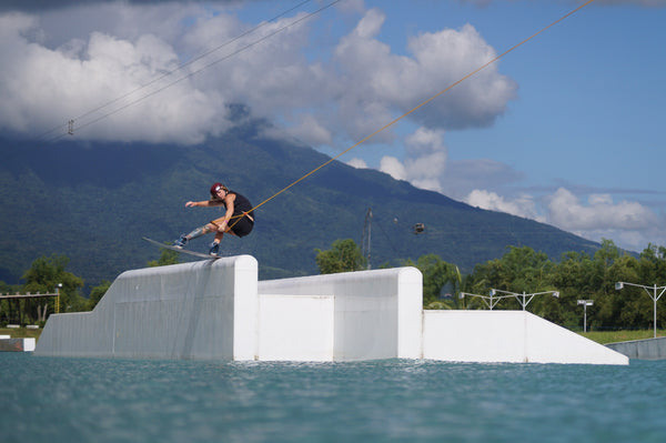 Pro Wakeboarder Anna Nikstad takes a jump