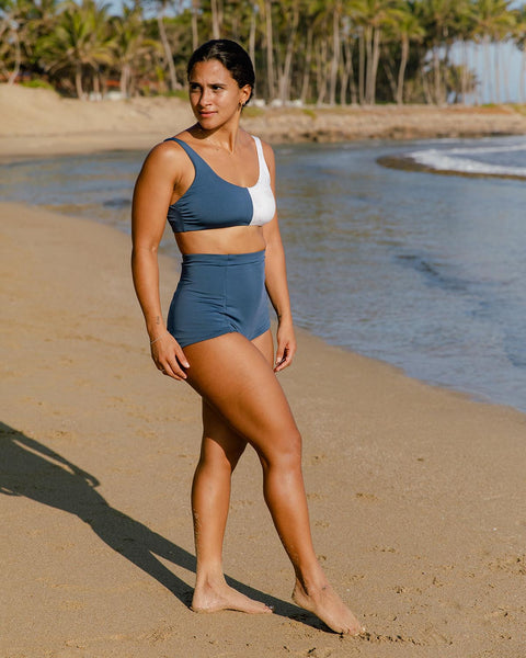 All Day High Waisted Bikini Bottom Ivory Map Dreams Celestial