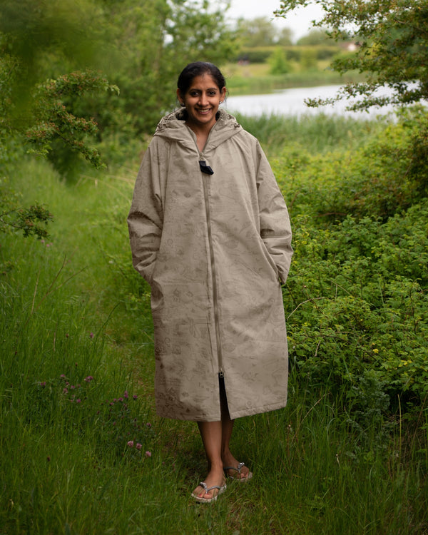 All Weather Sherpa Changing Robe - Desert Sand Map of Dreams