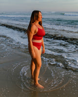 Nefeli Reversible Surf Bikini Bottom - Rhubarb Red/Misty Rose