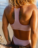 Athena Reversible Crop Surf Bikini Top - Rhubarb Red / Misty Rose back