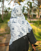 Lead_women2 - Hood of a Vivida Premium Poncho Towel Changing Robe - Cloud Blue Map of Dreams