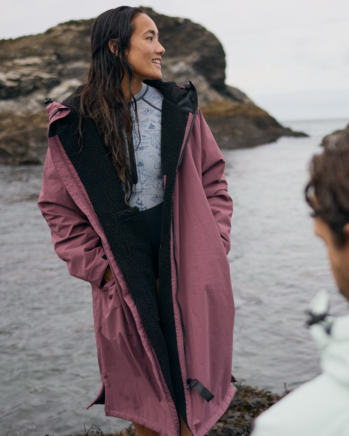 Waterproof Sherpa Fleece Drying & Changing Robe - Dusky Damson