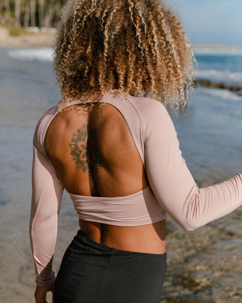 Women of the Sea Surf Rashguard - Misty Rose back