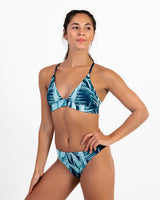 Woman wearing Hermosa Surf Bikini Top Bamboo Tropics