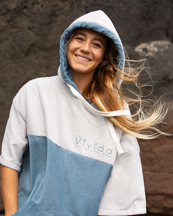 Original Poncho Towel Changing Robe - Frosty Grey / Mineral Blue